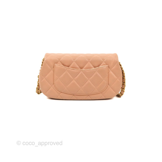 Chanel Clutch with Chain Beige Pink Calfskin Aged Gold Hardware