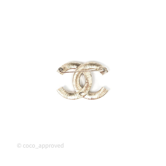 Chanel Crystal White Resin Brooch Gold Tone 21B