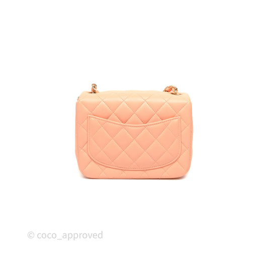 Chanel Mini Square Quilted Orange Claire Lambskin Gold Hardware