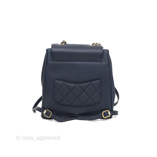 Chanel Quilted Business Affinity Backpack Navy Caviar Gold Hardware