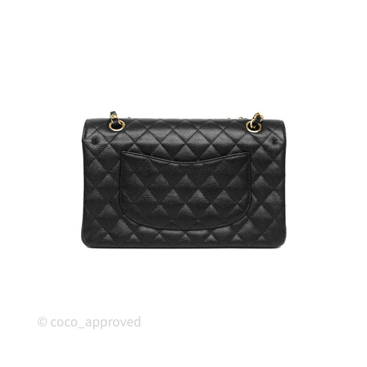 Chanel Classic M/L Medium Flap Quilted Black Caviar Gold Hardware