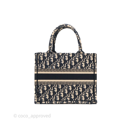 Christian Dior Small Dior Oblique Embroidery Canvas Book Tote