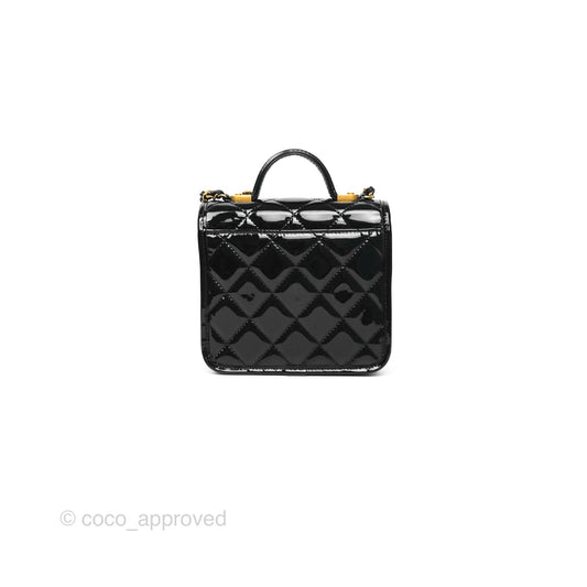 Chanel Mini School Memory Top Handle Flap Black Patent 22K