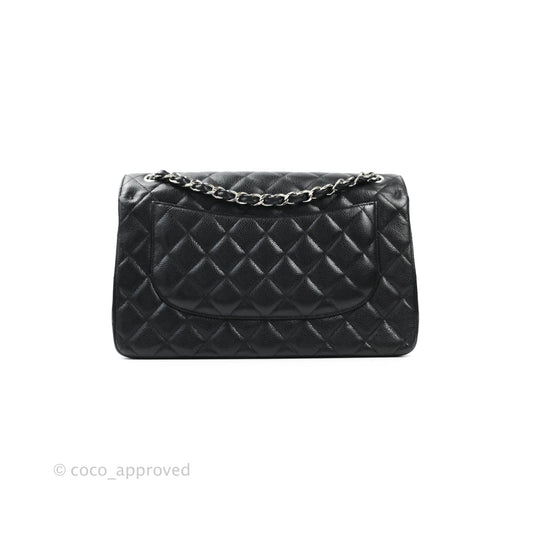 Chanel Jumbo Double Flap Black Caviar Silver Hardware