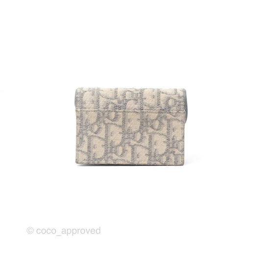 Christian Dior Saddle Bloom Card Holder Gray Dior Oblique Jacquard