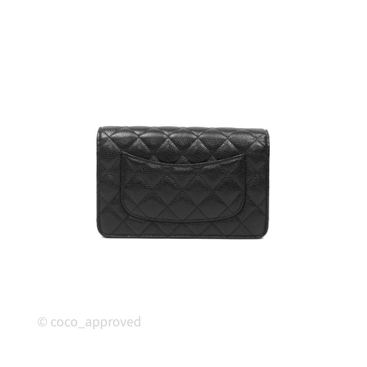 Chanel Classic Wallet On Chain WOC Quilted Black Caviar Gold Hardware