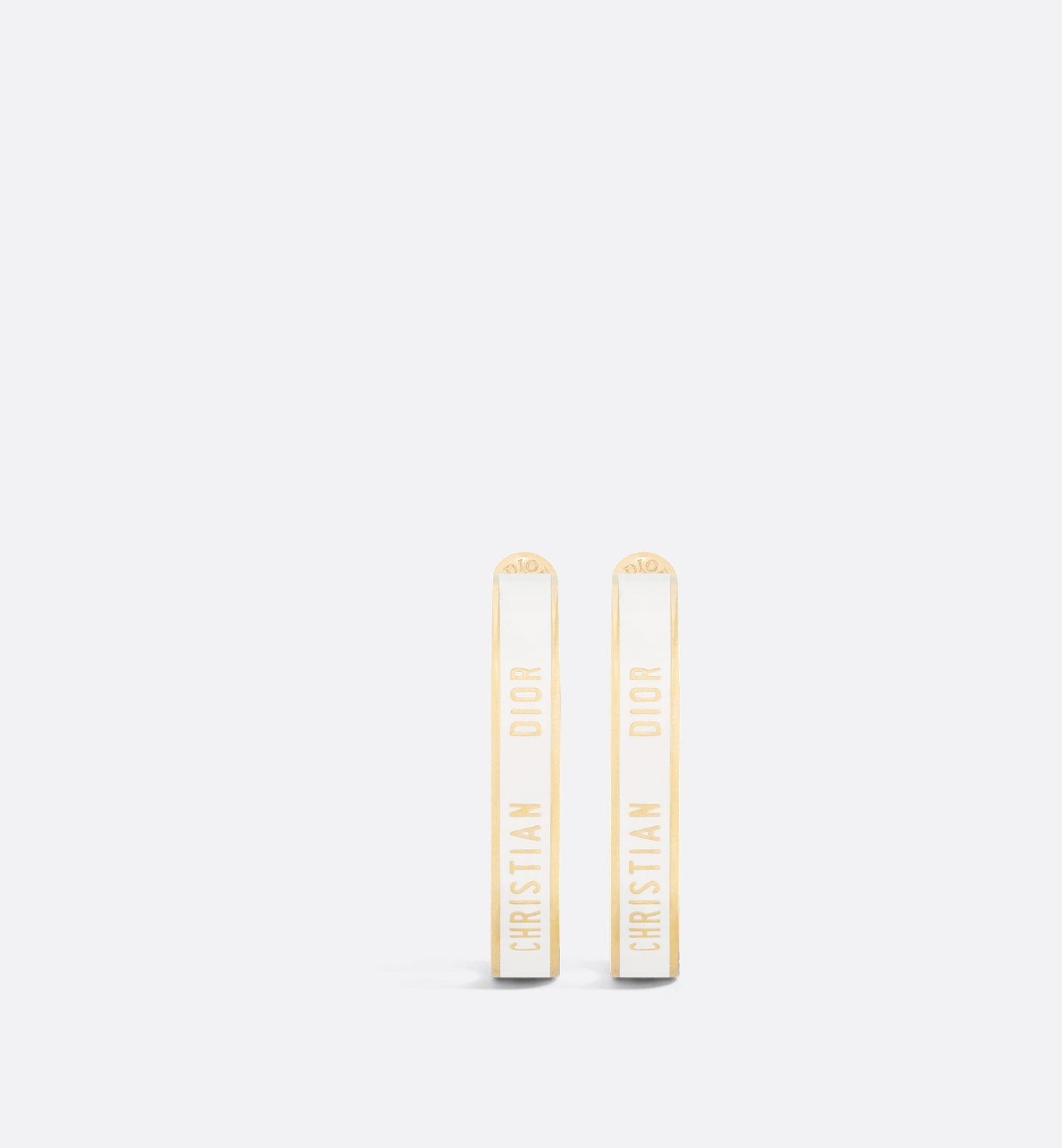 Large Luxury Dior Night Code Hoop Earrings Gold Finish Metal, White Crystals And White Lacquer