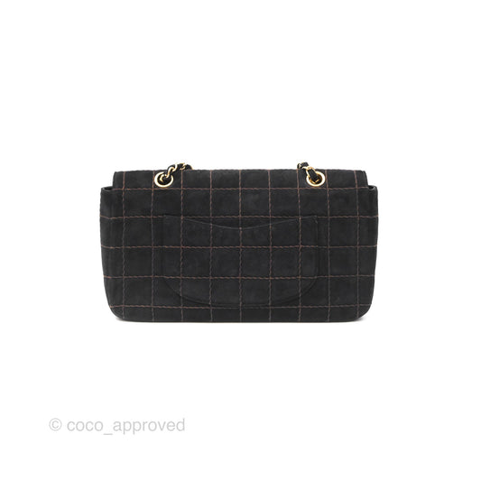 Chanel Bar Flap Black Suede Blushed Gold Hardware