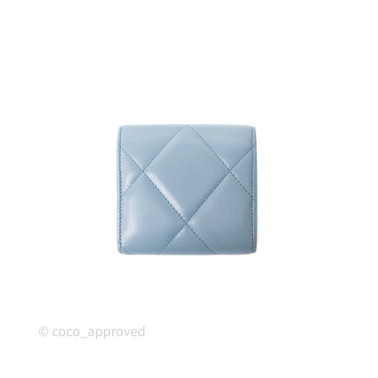 Chanel 19 Short Flap Wallet Cloud Blue Lambskin