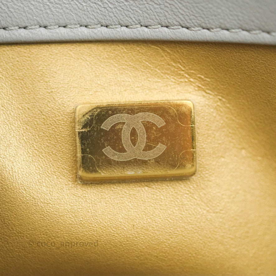 Chanel Mini Rectangular Pearl Crush Quilted Grey Lambskin Aged Gold Hardware