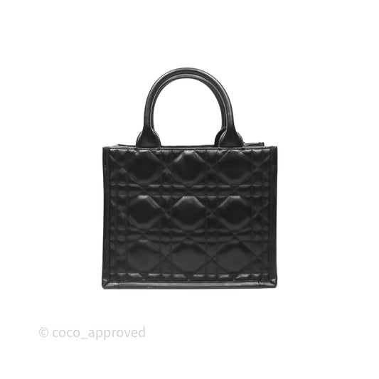 Christian Dior Small Dior Book Tote Black Macrocannage Calfskin Gold Hardware