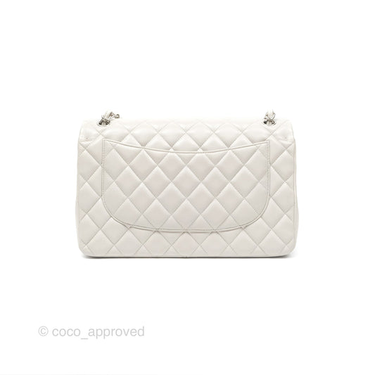 Chanel Jumbo Double Flap Light Grey Caviar Silver Hardware