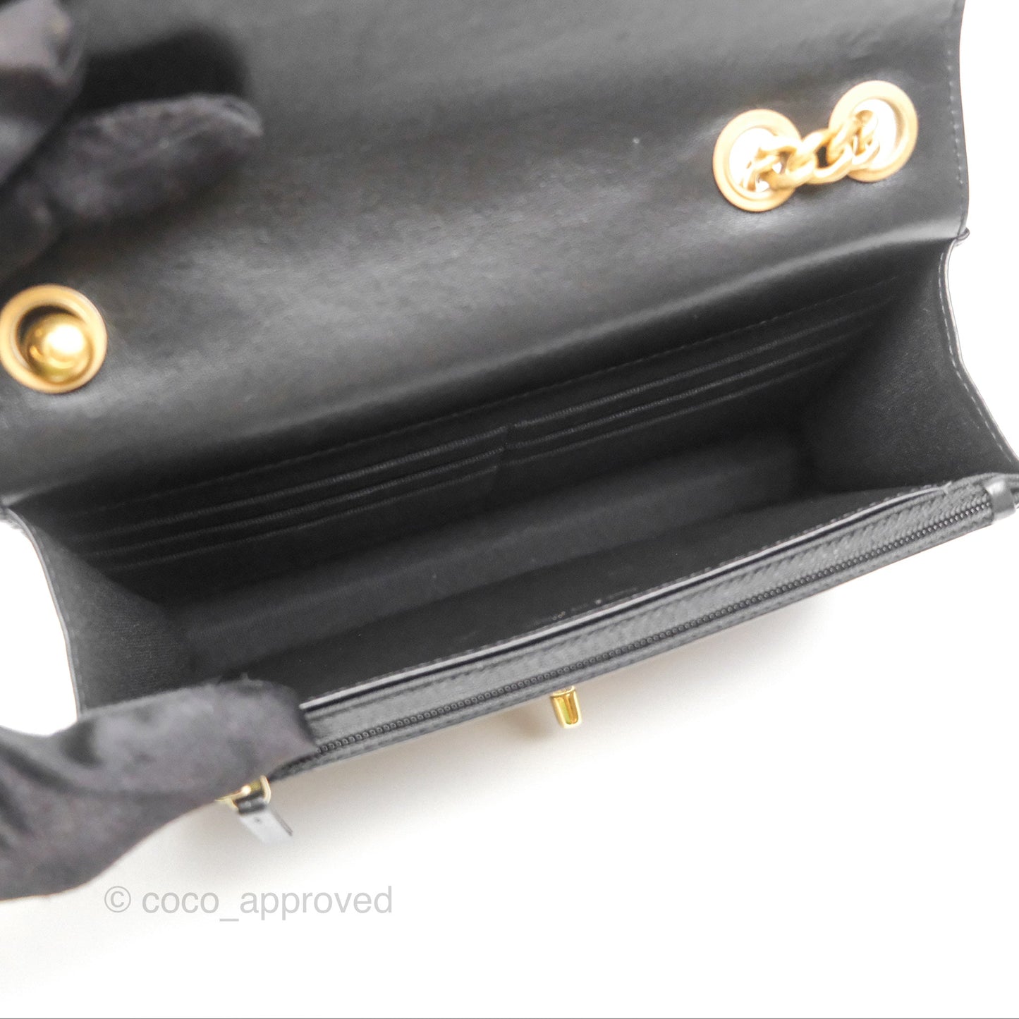 Chanel All Slide Wallet on Chain WOC Adjustable Chain Quilted Black Lambskin 22K