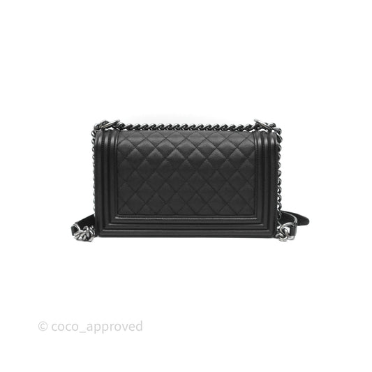 Chanel Medium Boy Quilted Black Caviar Ruthenium Hardware