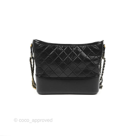 Chanel Medium Gabrielle Hobo Quilted Black Aged Calfskin Mixed Hardware