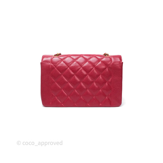 Chanel Medium Vintage Quilted Classic Diana Flap Bag Red Caviar 24K Gold Hardware