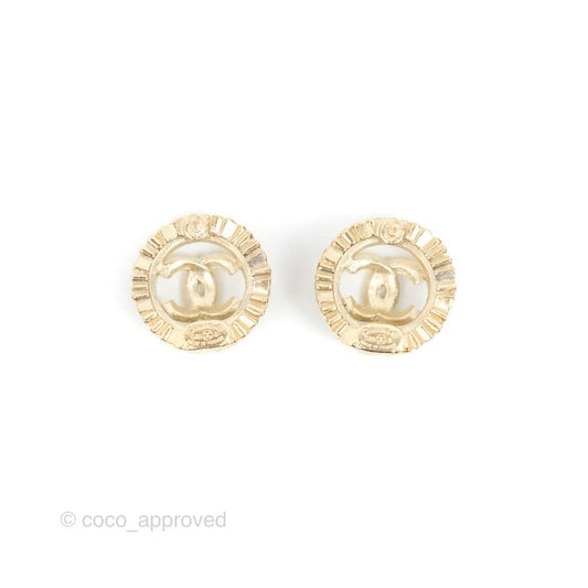 Chanel CC Round Earrings Gold Tone 20S