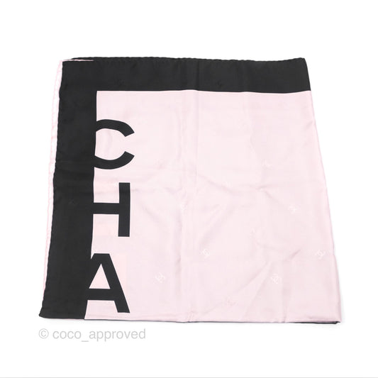 Chanel Logo Black/Pink Silk Scarf 90