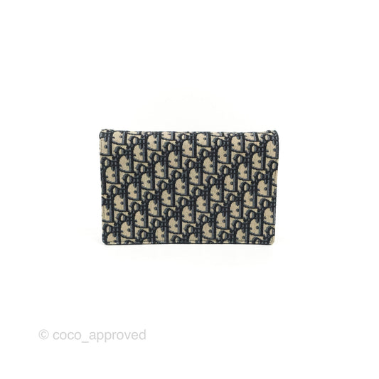 Christian Dior Saddle Chain Pouch Navy Oblique Jacquard