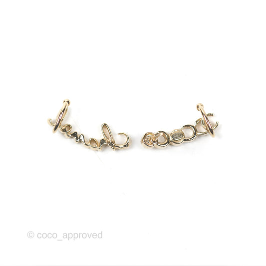 Chanel CC Coco Crystal Earrings Ear Clip Gold Tone 22P