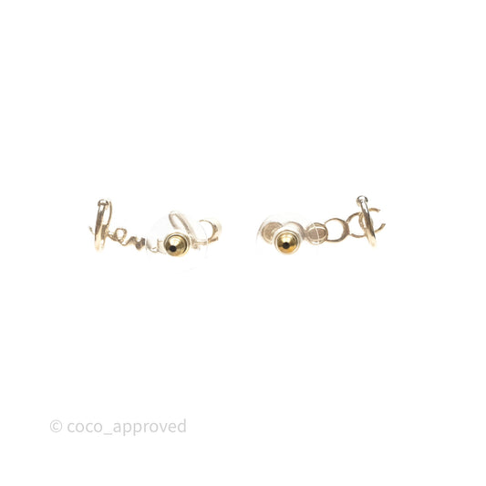 Chanel CC Coco Crystal Earrings Ear Cuff Gold Tone 22P