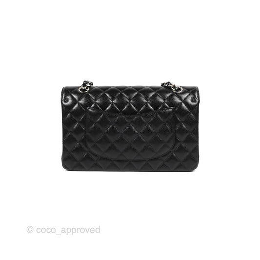 Chanel Classic M/L Medium Flap Quilted Black Caviar Silver Hardware