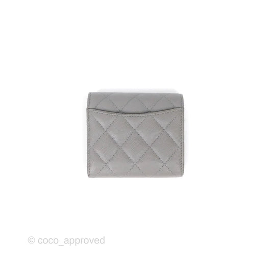 Chanel Classic Short Flap Wallet Grey Caviar Gold Hardware