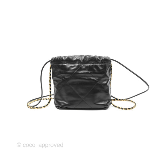 Chanel 22 Mini Bag Black Shiny Crumpled Calfskin