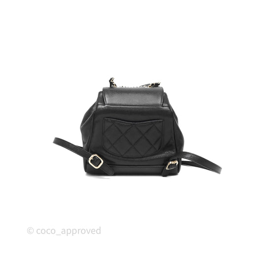 Chanel Quilted Mini Business Affinity Backpack Black Caviar Gold Hardware