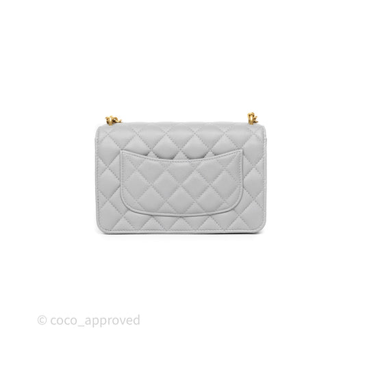 Chanel Heart Adjustable Chain WOC Grey Caviar Aged Gold Hardware