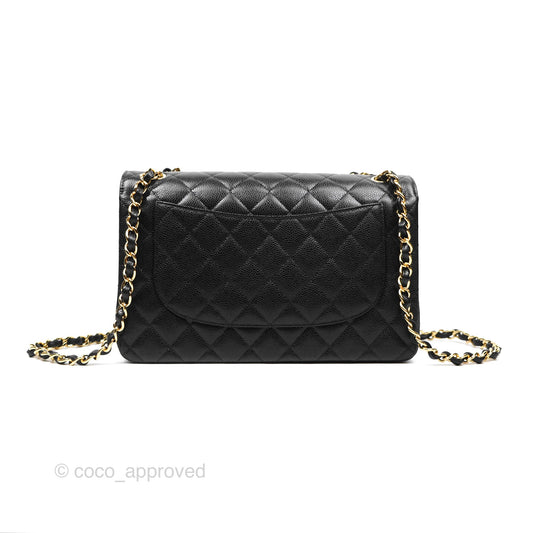 Chanel Jumbo Double Flap Black Caviar Gold Hardware