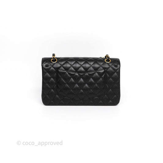 Chanel Classic M/L Medium Flap Quilted Black Caviar Gold Hardware
