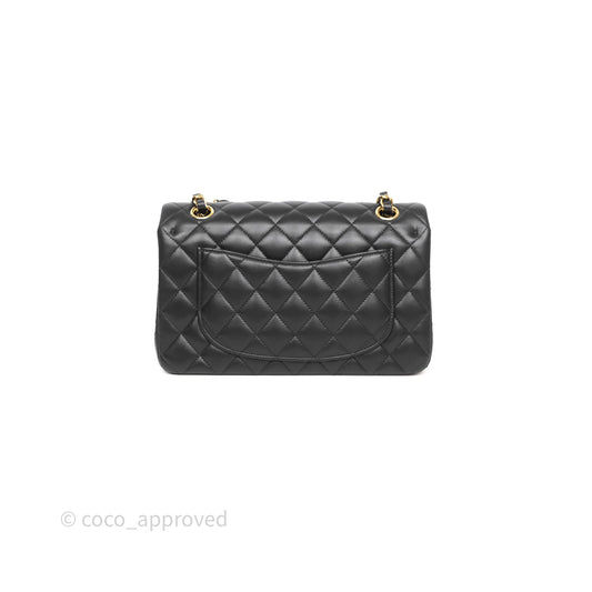 Chanel Small Classic Flap Quilted Black Lambskin Gold Hardware