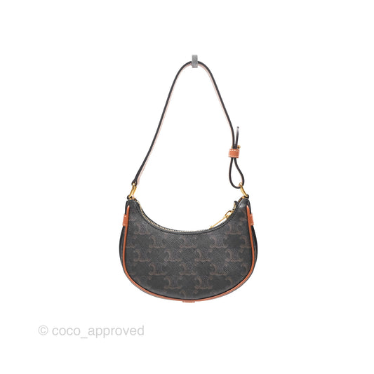 Celine Mini Ava Bag In Triomphe Canvas Calfskin Tan