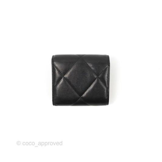 Chanel 19 Short Flap Wallet Black Lambskin
