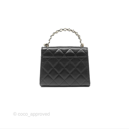 Chanel Kelly Clutch With Chain Black Caviar Gold Hardware