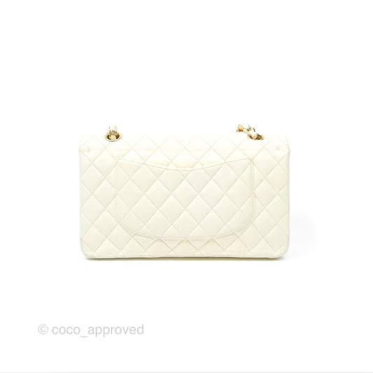 Chanel Medium Classic Flap Quilted Pale Yellow Lambskin Gold Hardware
