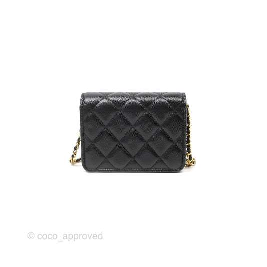 Chanel Miss Coco Clutch With Chain Quilted Black Caviar Gold Hardware
