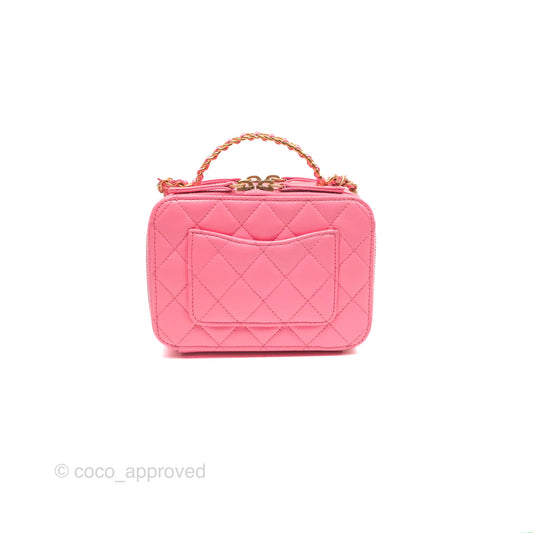 Chanel Caviar Quilted Pick Me Up Small Vanity Case Hot Pink