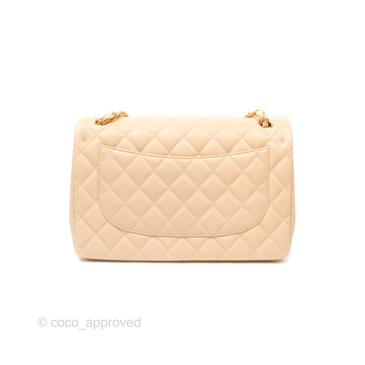 Chanel Jumbo Double Flap Beige Lambskin Gold Hardware