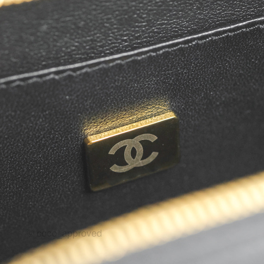 Chanel Quilted Vanity Case with Chain Black Calfskin Gold Hardware 22B