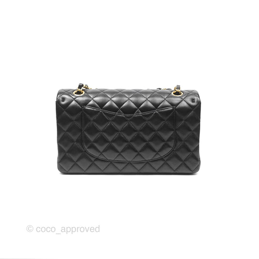 Chanel Classic M/L Medium Flap Quilted Black Lambskin Gold Hardware