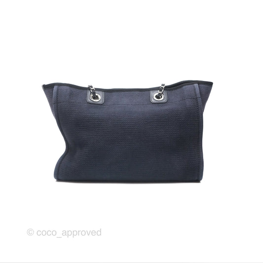 Chanel Medium Deauville Navy Canvas Silver Hardware