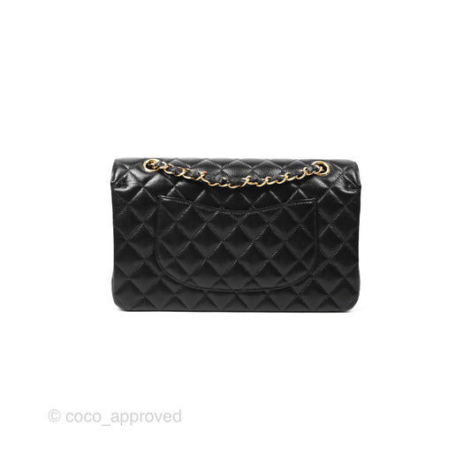 Chanel Classic M/L Medium Flap Quilted Black Caviar Gold Hardware