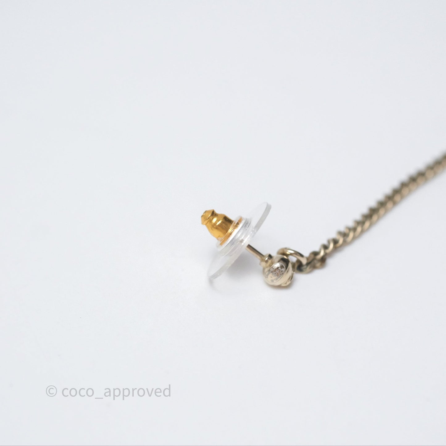 Chanel Crystal CC Long Drop Earrings Gold Tone 19A