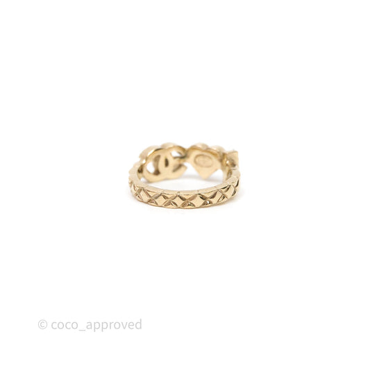 Chanel I Heart CC Logo Ring Gold Tone 17P