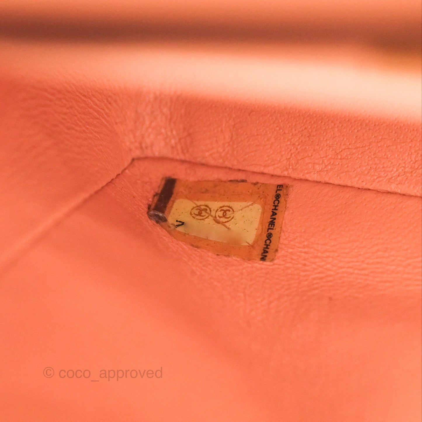 Chanel Coco Logo Medium Classic Flap Quilted Coral Pink Canvas Gold Hardware