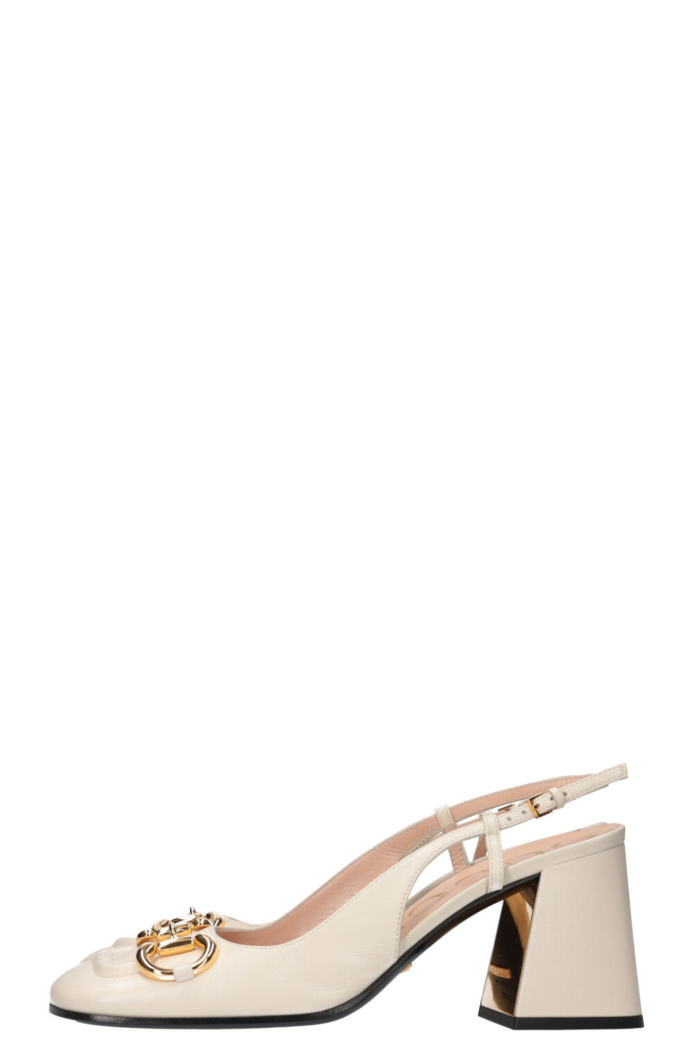 Luxury Gucci Trending 2025 Baby Horsebit Slingback Heels White