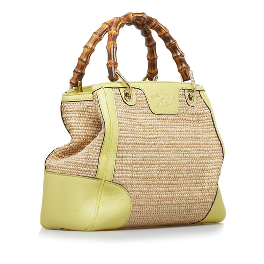 Gucci Bamboo Shopper Raffia Satchel (SHG-O4uoe2)
