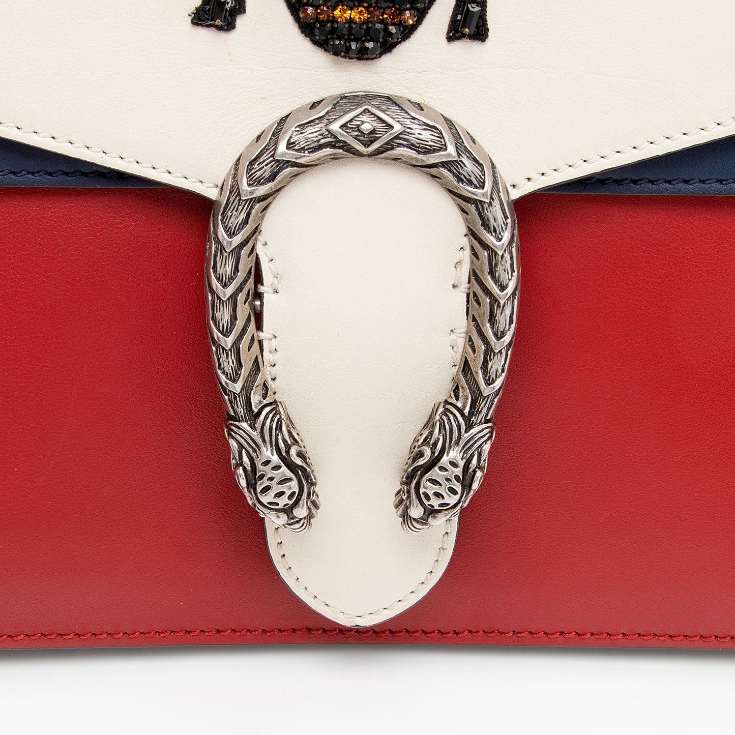 Gucci Calfskin Embroidered Dionysus Bee Medium Shoulder Bag